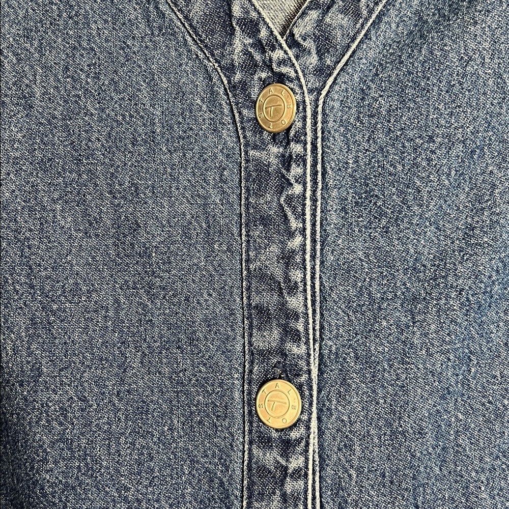 Vintage Talbots Blue Denium Jumper Button up Dress, Large Front Pockets, Size 12 - Picture 7 of 8